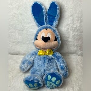 Disney Plush Mickey in Blue Bunny Outfit with Yellow Bow